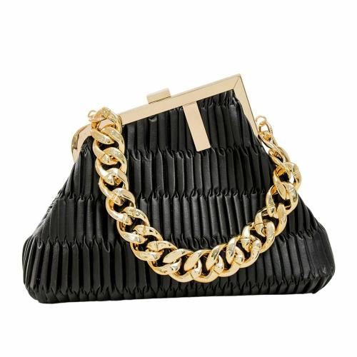 VISMIINTREND Latest Fashion Trendy Stylish Quilted Party Bridal Wedding Prom Evening Clutch Mobile Phone Sling Thick Chain Hobo Shoulder Bag Purse for Women | Christrmas | Santa | Black