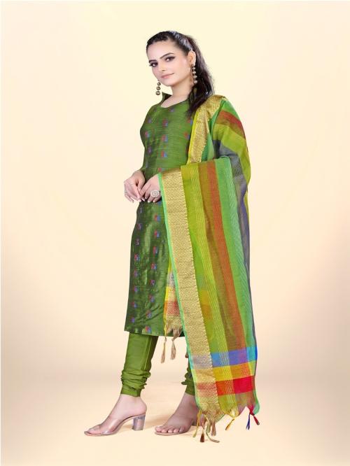 Reeta Fashion Designer Olive Cotton Jacquard Jacquard Work Dress Material RFD723