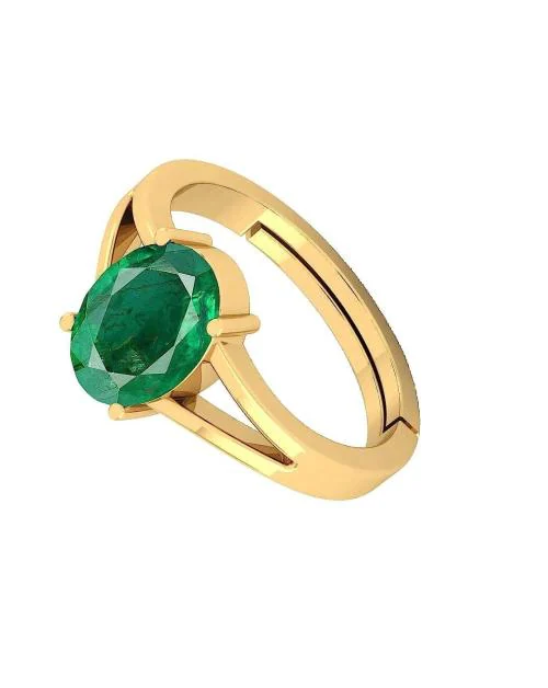 Natural Emerald Ring Certified Panna Astrological Stone for Men Women Daily-wear Ring