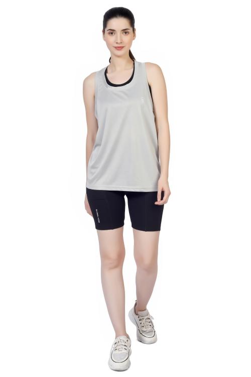 BLUEFICUS Grey Plain Pure Cotton Faric Vest Sando for Women