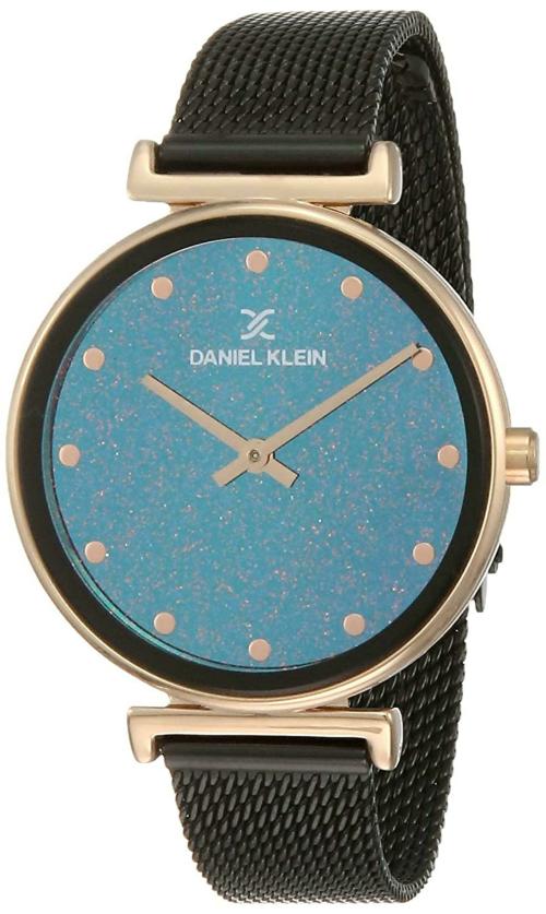 Daniel Klein Analog Blue Dial Black Strap Watch For Women