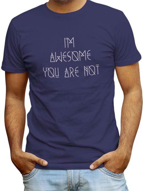 Redfool Fashions Men Dark Blue Printed, Self Design, Graphic Print Cotton Blend Round Neck T-Shirt