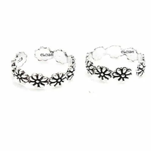 Buy ELOISH Sterling Silver Pair of Beautiful Floral Toe Rings Pair