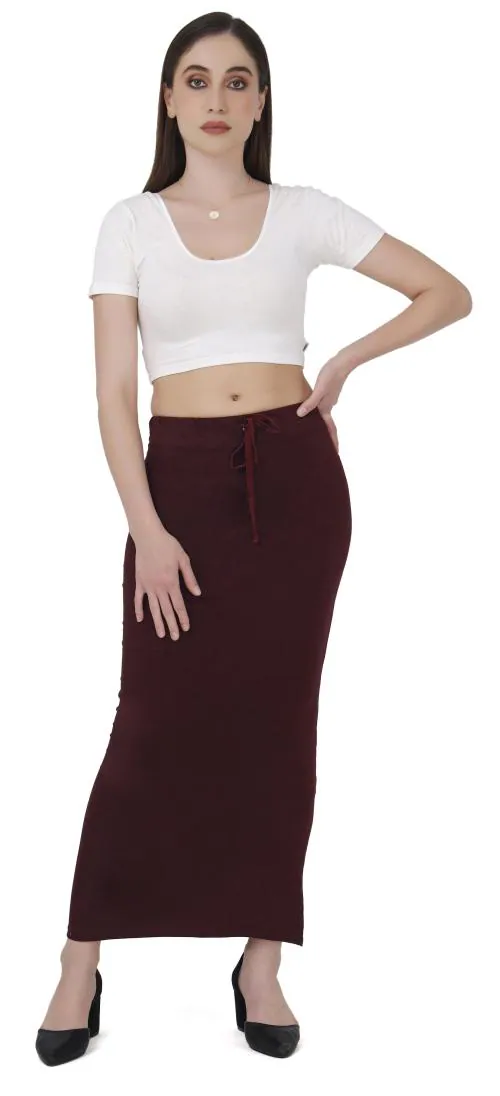 FEMULA Regular Wear, Cotton Lycra Saree Shapewear Petticoat for Women & Long Skirt for Girls (DARK WINE, Size 3XL)