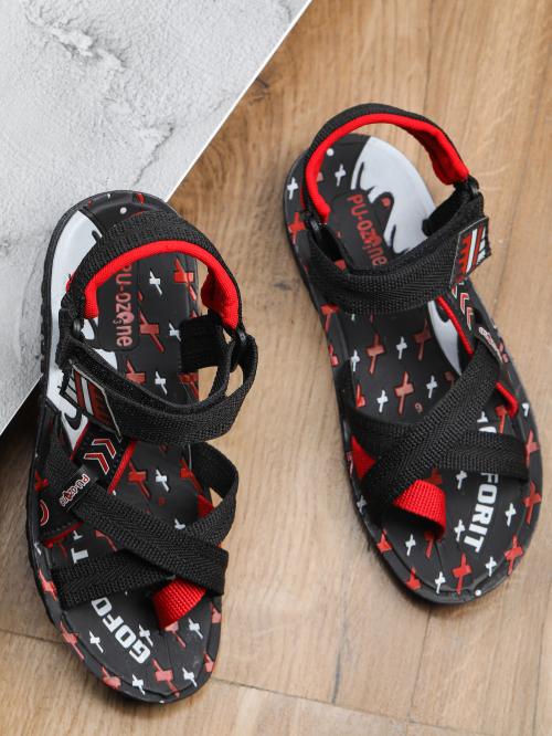 PU-OZONE  Men (Alfa-04) Black Red Sandal
