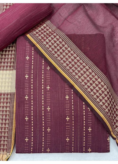 KVSFAB Women's Maroon Pure South Cotton Woven Unstitched Dress Material