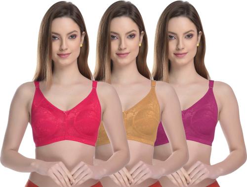 Madam Women Multicolor Non Padded Bra 32C (Pack of - 3)