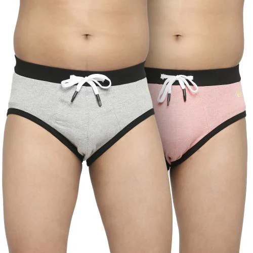 Frenchie U19 Cotton Brief Underwear for Boys | Daily Wear Underwear for Teenage Boys | Cotton Shorts for Teenagers | Boys Trunk | Comfortable Underpants, Hipsters Knickers For Boys Pack of 2 (Light Grey & Pink)