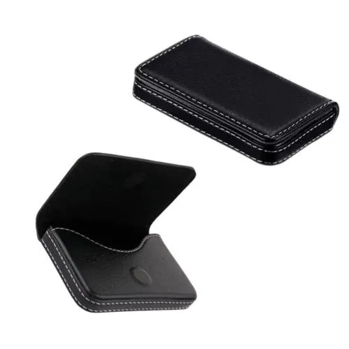 Giftana Leather Card Holder for Men & Women, PU Leather Credit Card Holder, Visiting Business Card Case Wallet with Magnetic Shut, Corporate Gifts (Black)