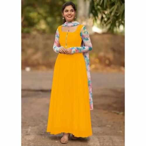 PANTH Creation Kurti with dupatta for Women/ Party wear Kurti Dupatta/ Festive summer collection | Color - Yellow | Size - XL