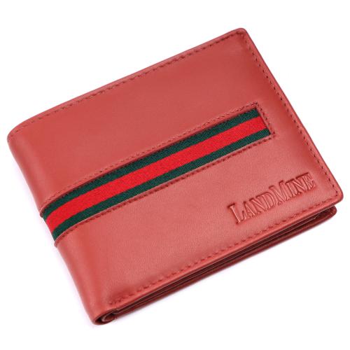 Landmine Men Formal, Casual Pink Genuine Leather RFID Wallet (14 Card Slots)
