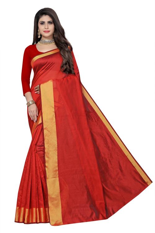 Rujave Women Red Woven Pure Silk Paithani Saree