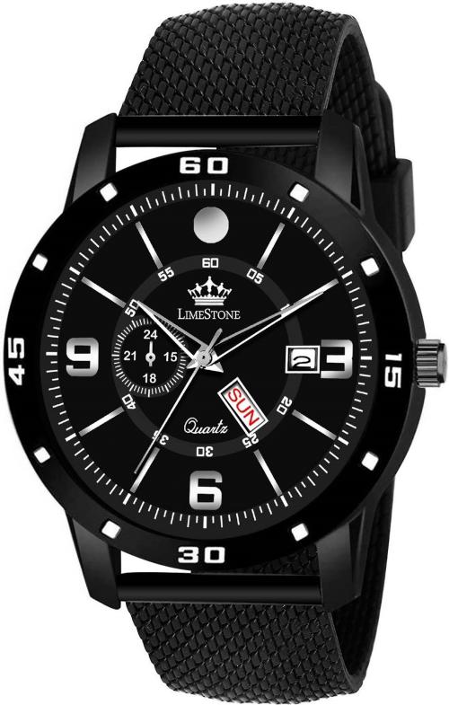 LIMESTONE Analog Black Dial Black Strap Watch For Men (LS2816)