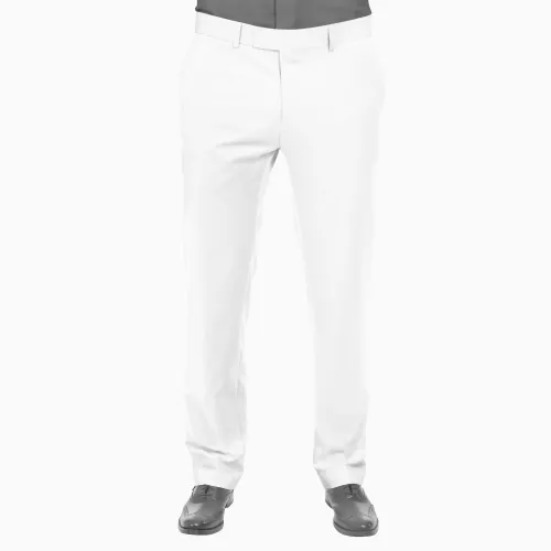 BIGREAMS.COM Unstitched Cotton Lycra Solid Stretchable Trouser Fabric For Men's (1.25 Meter, White, Pant Fabric) - Free Size Pant Material