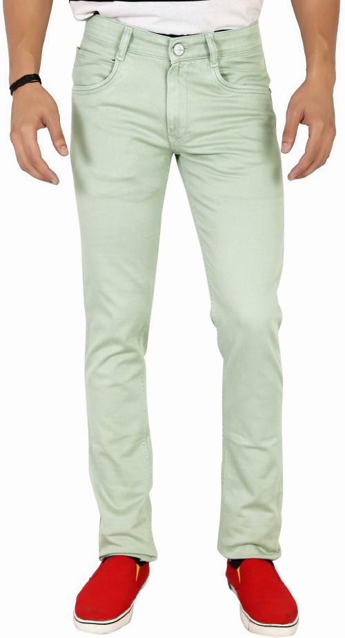 Awack Men Pista Green Solid Denim Lycra Blend Jeans (Size 46)