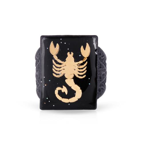Memoir Brass Black Laminated Scorpio Sunsign Zodiac Fingerring Fashion Jewellery Men Women (ORKL7685)