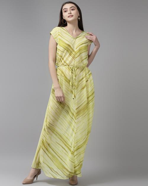Buy Aarika Womens Lemon Color Georgette Printed Dress Online at Best ...