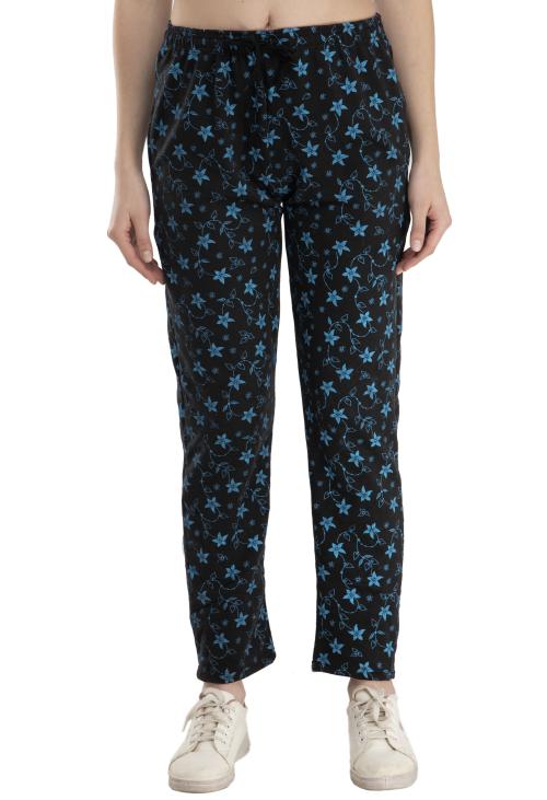 KAYU Women Fleece Warm Printed Lower/Trackpants for Winters (Pack of 1) Black