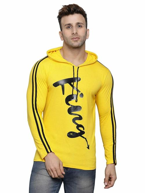 SWAGGER JNS Men's Solid Cotton Blend Hooded T-Shirt & Sweatshirt | Regular Fit T-Shirts for Men's - XL