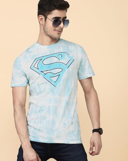 Free Authority Men Superman Washed Blue Tshirt