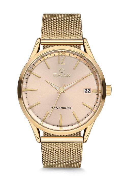OMAX Analog Gold Watch Rose Gold Dial With Gold Strap for Men - VC06GP1I