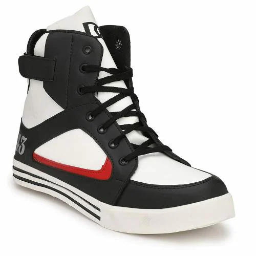 PARMAR FOOT STYLE MEN'S SYNTHETIC LACE-UP BLACK-WHITE CASUAL SNEAKER HIP-HOP SHOES