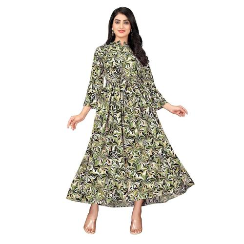 Hussy Women's Fit & Flare Printed Maxi Dress, Maxi Length Dress for Women