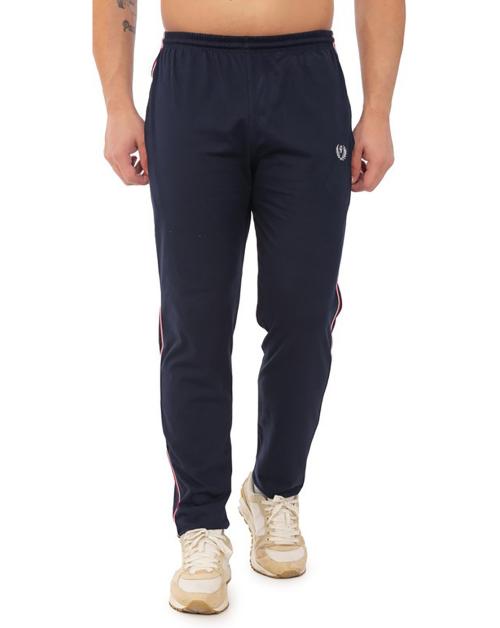 Sports Glamour Men Dark Blue Solid Cotton Blend Track Pant