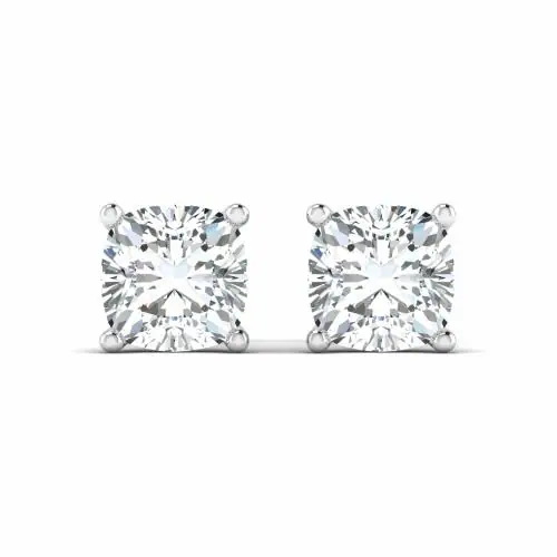FIERY FLAIR Sparkle 5mm Cushion Cut Cubic Zirconia Silver Stud Earrings for Women