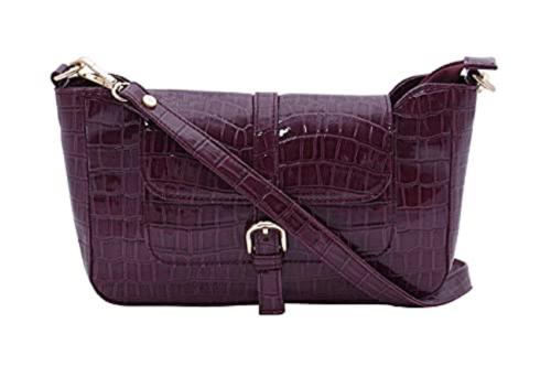 CIMONI Luxury Vegan Leather Croc Embossed Cross Shoulder Bags For Women Multifunctional PU Crossbody Handbag For Ladies with adjustable straps (Purple)