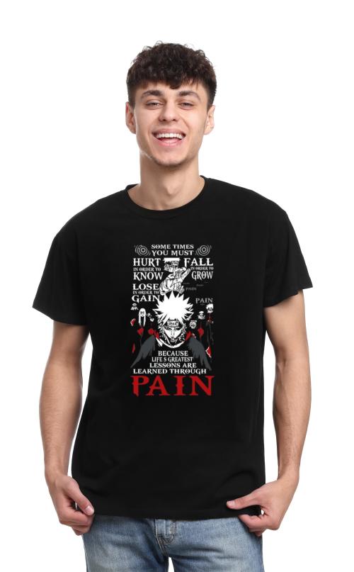 Pain Akatsuki Anime Printed T-Shirt for Men and Women Regular fit T Shirts Round Neck Tshirt Black Half Sleeves Pure Cotton