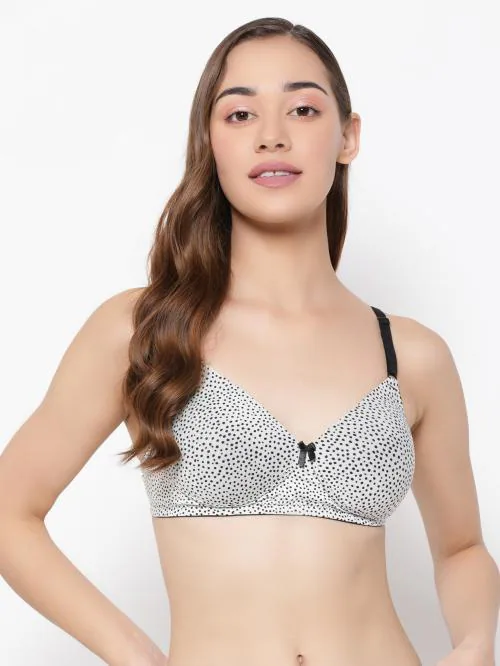 Buy Clovia Padded Non-Wired Full Cup Dot Print T-shirt Bra in White Online  at Best Prices in India - JioMart.