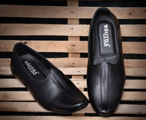 BOTHA Genuine Leather Ethnic Slip-on Black Jutti for Men