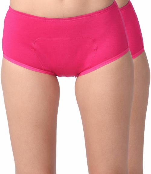 Adira | Boxer Period Panties | Boxer Fit For High Flow | Reusable | With Support Patch For Pad | Leakproof & Skin Friendly | For School, Travel & Work | Pack Of 2 | Dark Pink | M