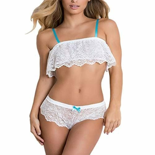 Psychovest White Lace Sling Top And Panty Lingerie Set White