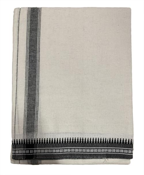 PRAKASAM COTTON Mens Kerala Single (1.28 X 2.00 mtrs) Ash Colour Thalapathi Border Single Dhoti