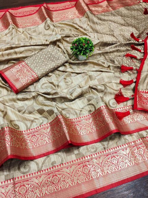 Katan Silk weawing Chiku Color Saree for women