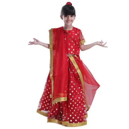 Fancydresswale Girls Red Lehanga As Queen Dress (9-11 Years)
