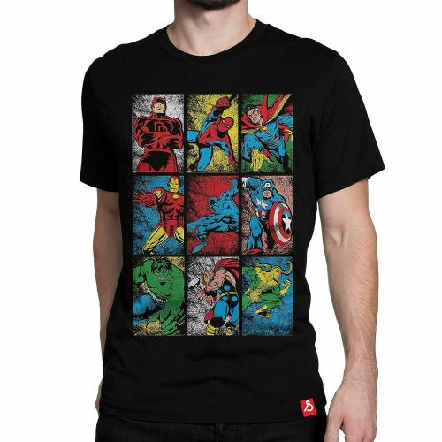 HVN Marvel Comic Character Block Graphic T-Shirt