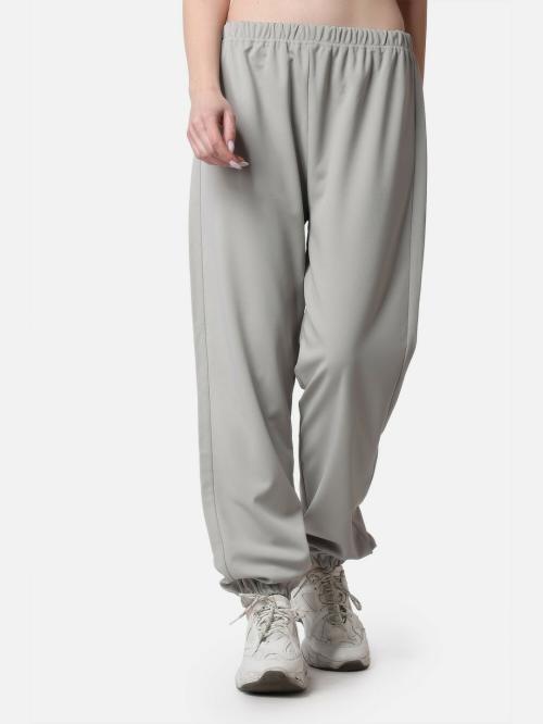 Popwings Casual Grey Solid Twill Joggers For Women | Relaxed Fit Joggers | Daily Wear Joggers Women | Joggers for Gym Wear | Western Wear Joggers