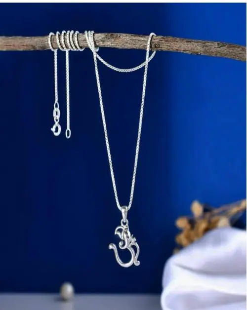 OCF RADHAMAHI PURE 925 SILVER OM GANESHA PENDANT Rhodium Silver Pendant