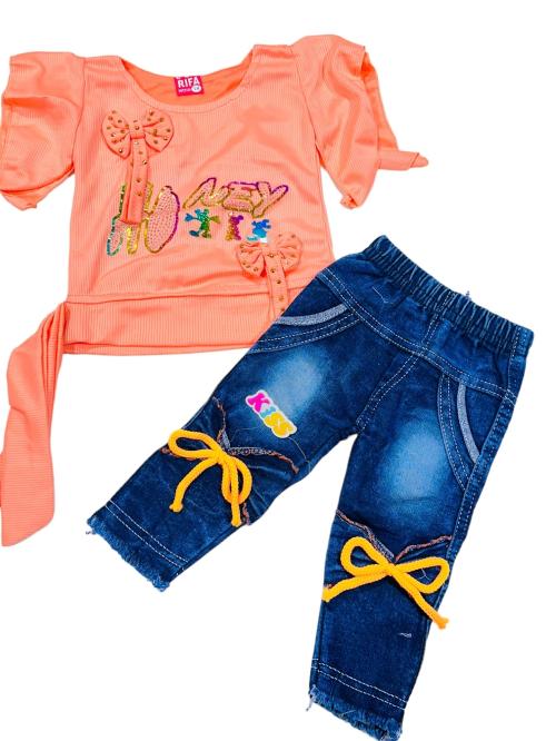Kidsland, Baby girl top bottom, Baby girl short sleeve top summer wear set, Baby girls top with pants