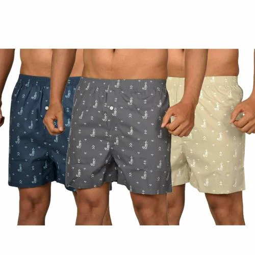 IGNOTO (Pack of 3) Men's Super Combed Cotton Regular Fit Boxer Shorts with No Marks Waistband & Dual Side Pocket