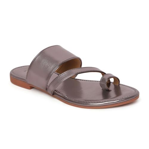 Araish Women Flat Sandals | Lightweight | Comfortable | All-time wear|AR-1050/GUN METAL