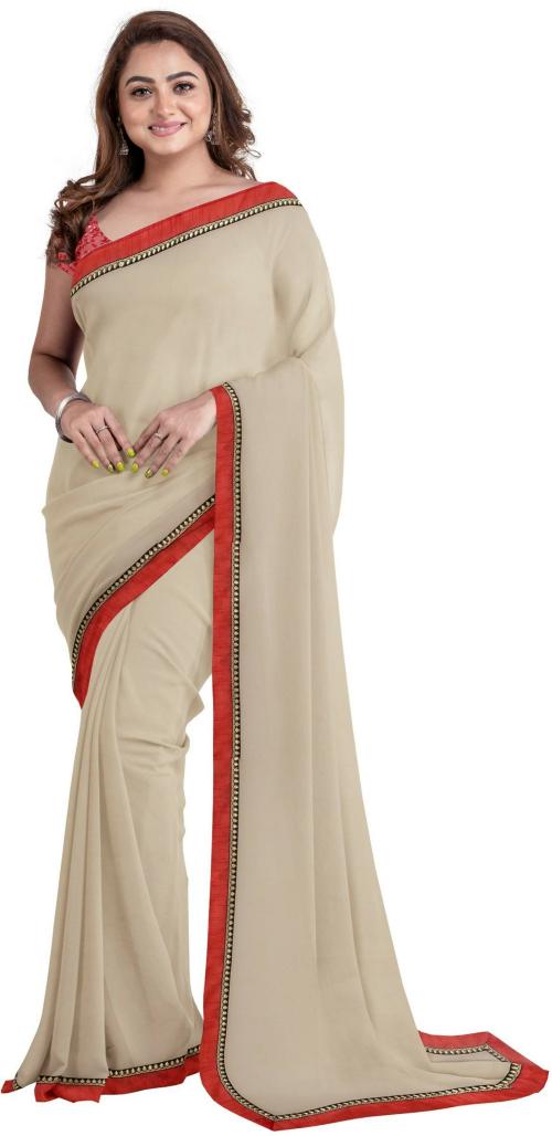 Sareez House Women Beige Solid Art Silk Daily Wear Saree (Paytm Redseq Chiku)