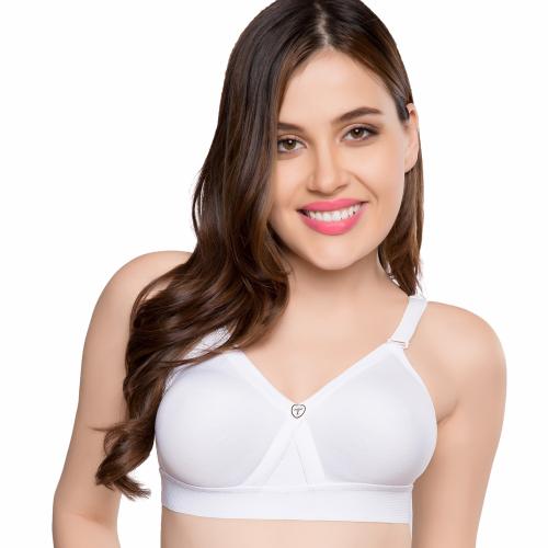 TRYLO ALPA WOMEN'S HOSIERY COTTON NON-PADDED NON-WIRED MOLDED FULL COVERAGE BRA ALPA White 46H