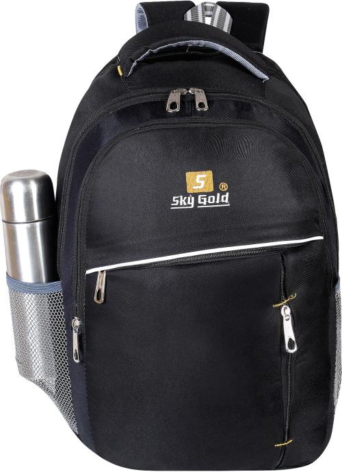 Sky Gold Black Denim College Casual Backpack, 30 L