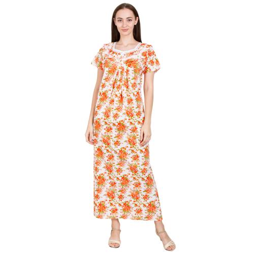 Redglo Women's Cotton Printed/Maxi/Night Wear/Stylish Nighty & Night Gown (Available Sizes XL & XXL)Orange