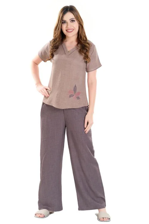 NIGHT VIEW Luxury Linen Cotton Printed Top & Plazo Set For Women