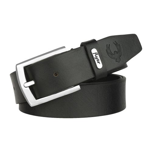 Flyer Genuine Leather Belt for Men with Buckle Closure - Waist Size -28 Formal and Casual Black Classic Belts for Men (BL418)